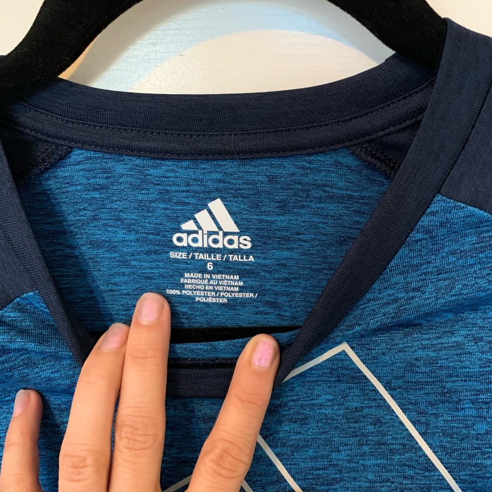 Adidas Blue Raglan Performance Tee - Picture 2 of 2